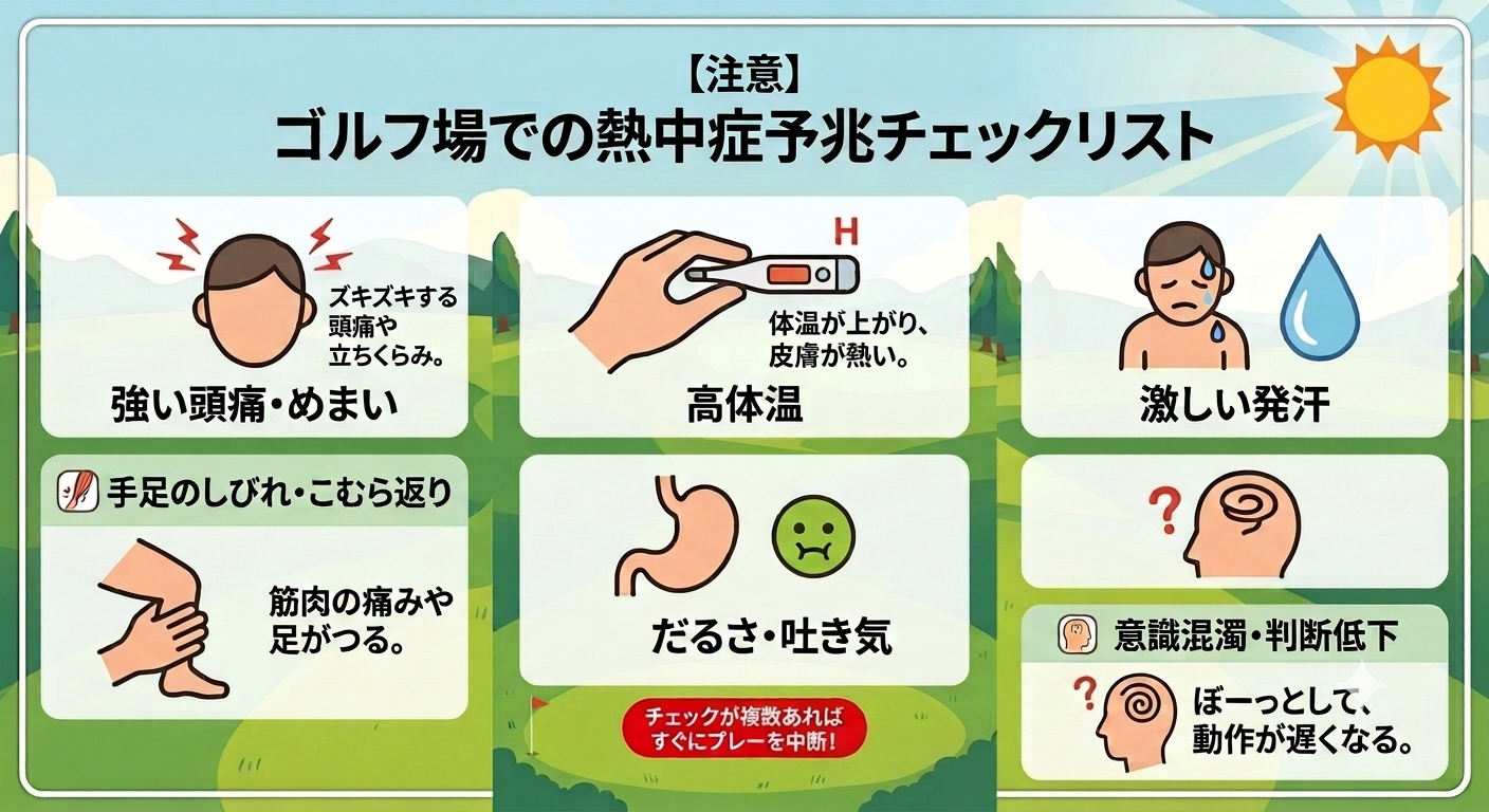 ゴルフ場での熱中症予兆チェックリスト
