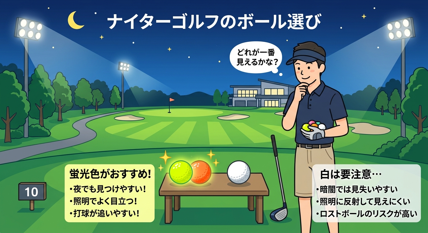 ナイターゴルフにおけるボール選び